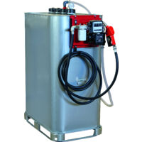 Drakkar Equipement – Cuve de stockage gasoil galvanisée 1000L double paroi – Station 230V 60 l/min avec pistolet automatique et filtre – Sécurisée pour intérieur