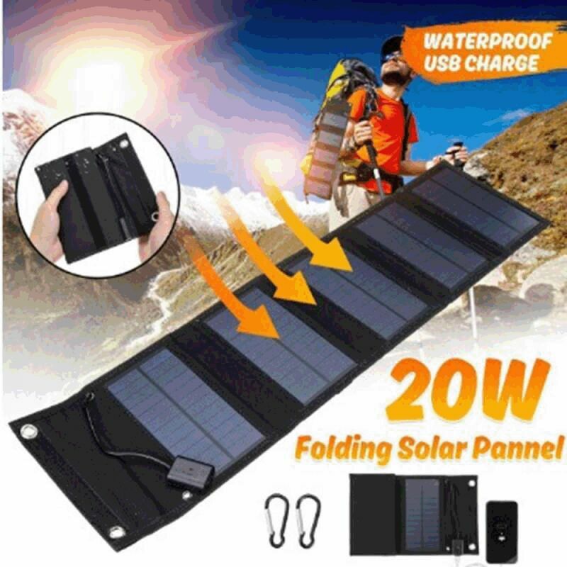 Solar Panel 100W, 18V Foldable Solar Charger with DC5521 & USB-A & Type-C  Connectors for Camping RV/VAN, IPX4 Waterproof - AliExpress