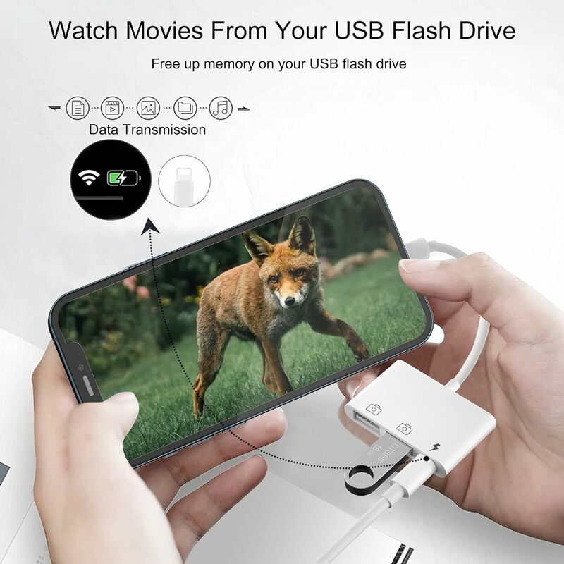 Adaptateur Caméra USB pour iPhone - 3 en 1, Compatible avec iPhone  13/12/11/X/XS/XR/8/7 et iPad