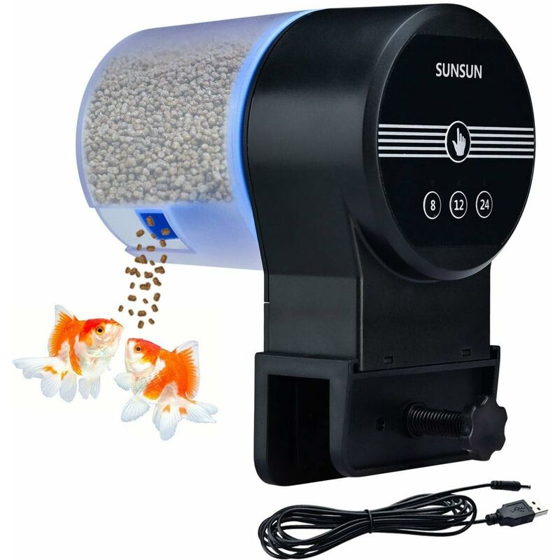 Mangeoire Nourriture Poissons Réglage Automatique 12/24 Aquarium  Distributeur