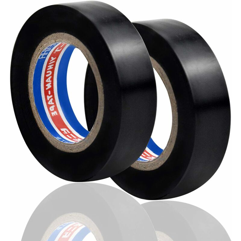 Ruban Adhésif Isolant - 2 Rouleaux, Haute Résistance à Haute Température PVC  Tape - Ruban Adhésif Gaffer - 16mm × 6m (Noir)