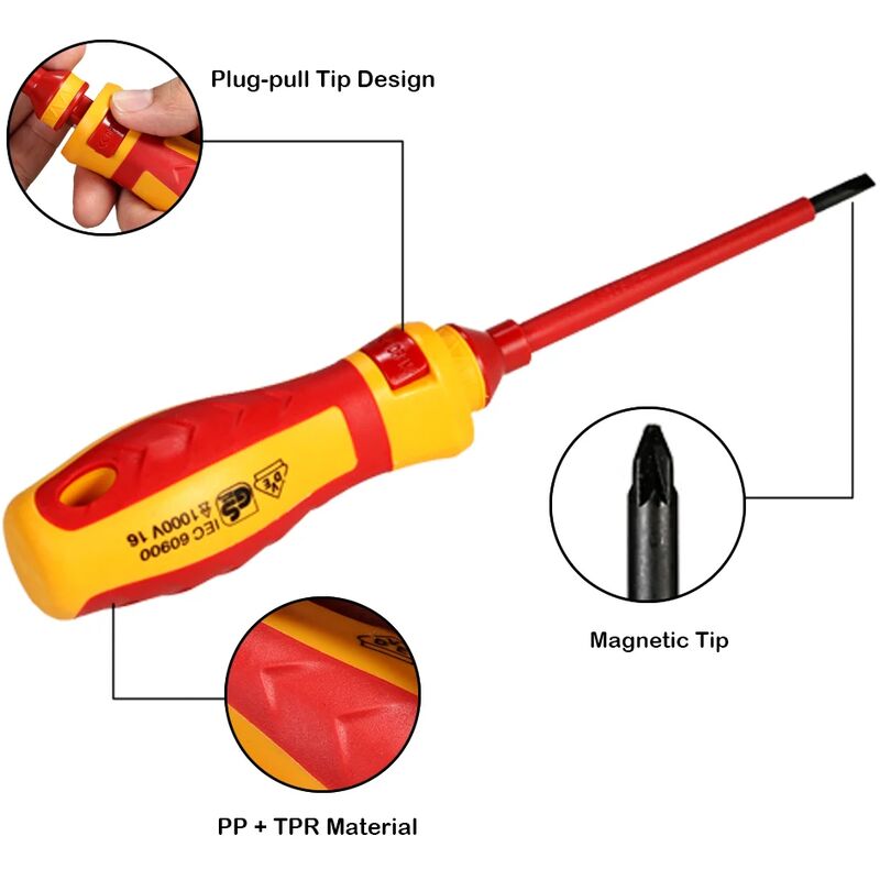 Jeu De Tournevis 6PCS (isolant + magnétique) (1000v) TOLSEN