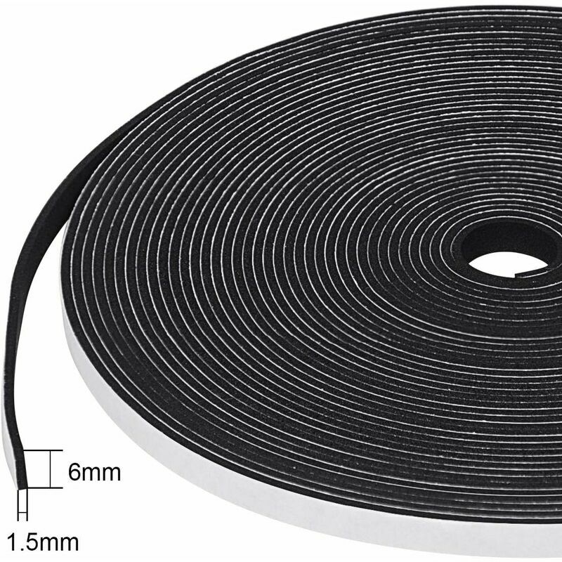 fowong Joint Adhésif en Bande 50 largeur x 6 mm Épaisseur x 4m longueur  Joint en Caoutchouc Porte Fenêtre d'Isolation Phonique Antichoc Protection  Mur