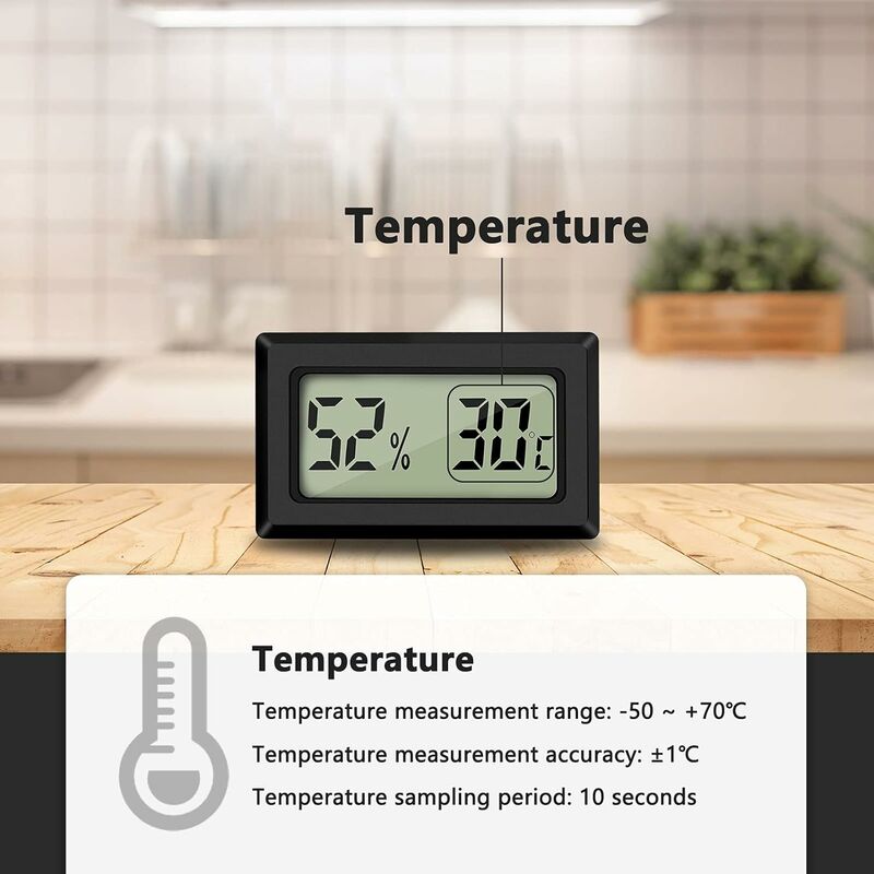 Mini ThermomèTre HygromèTre NuméRique D'IntéRieur 2 PièCes avec éCran LCD  et ThermomèTre pour , le Bureau, le RéFrigéRateur, la Roue Centrale  (Celsius)