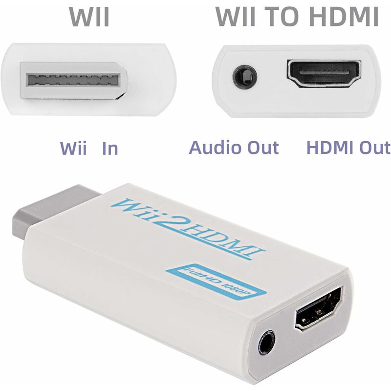 Convertisseur Wii vers HDMI Sortie vidéo HQ Adaptateur Wii HDMI 1080P  Compatible Wii et Wii U Visualisation optimale -  France