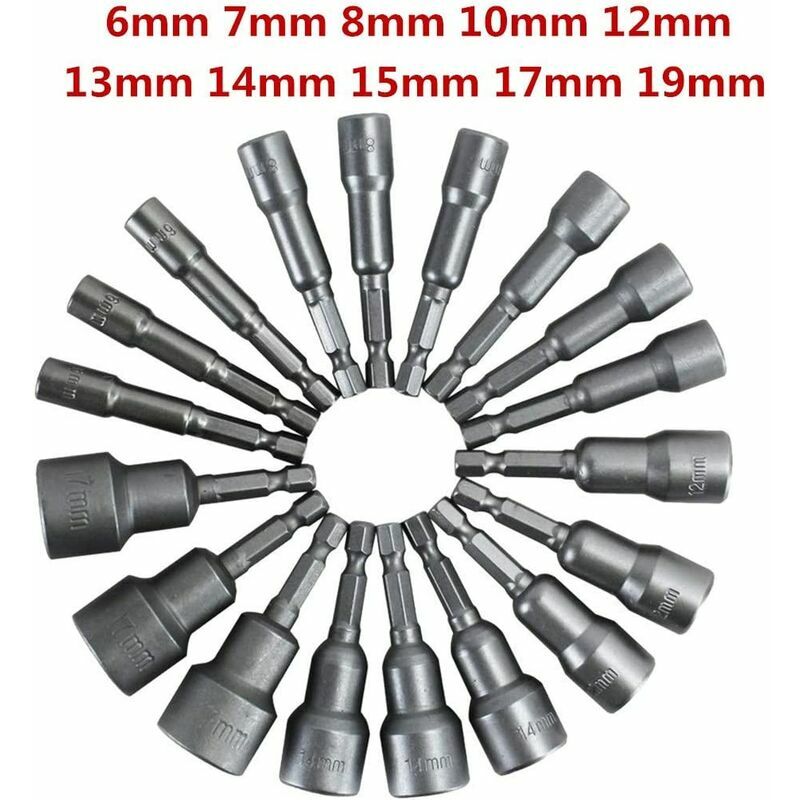 Embout Hexagonal Magnétique 10mm - Lot De 2 - Longueur 80mm - Pour Vis Autoperceuses