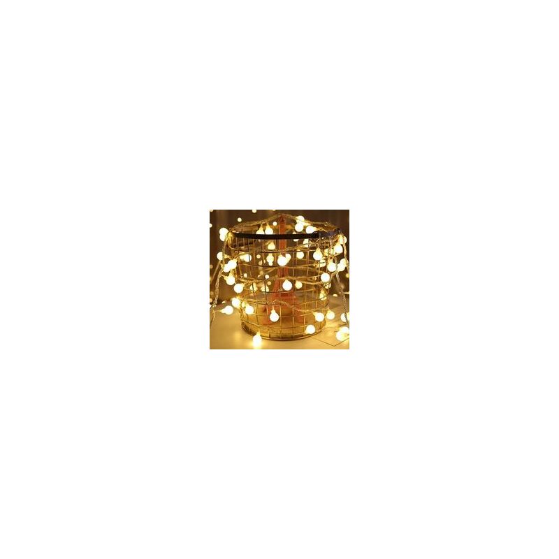 Guirlande lumineuse 40 boules coton LED blanc chaud
