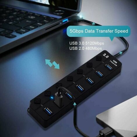 Répartiteur USB À 7 Ports Avec Interrupteurs Indépendants