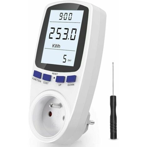 Wattmetre, mesure consommation electrique, Compteur d'énergie Wattmètre  Prise, Prise Compteur d'énergie électrique pour économie d'Energie, avec  l'écran d'affichage à cristaux liquides