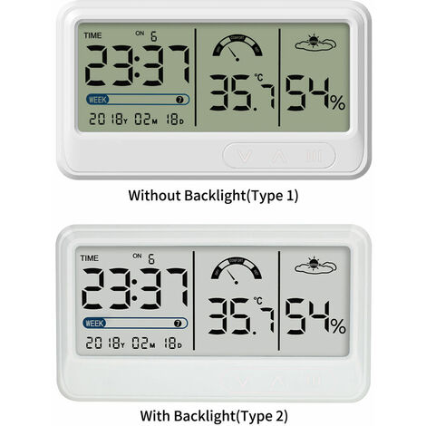 Hygromètre Numérique avec Thermomètre et Affichage Heure/Date - Thermomètre  d'Intérieur pour Serre de Jardin, Type