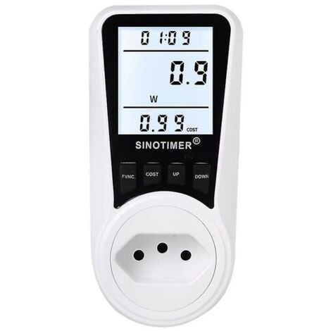 Wattmètre numérique avec écran LCD AC 230V 16A 3680W pour Plugs and