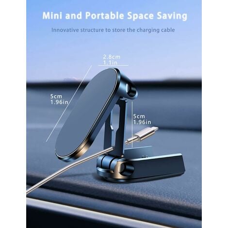 Support Magnétique Pliable pour Téléphone Voiture - Universel - Base 360° -  Compatible avec iPhone/Samsung - Tous Smartphones