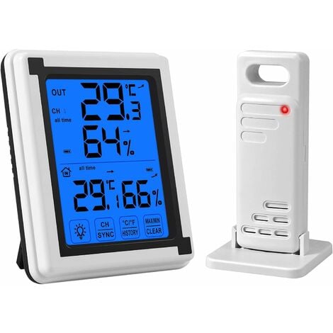 Station météo numérique, thermomètre intérieur extérieur avec  rétroéclairage couleur, moniteur d'humidité, prévision météo, réveil