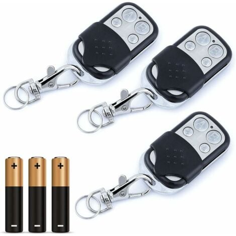 Télécommande Universelle pour Portail - Fréquence 433,92 MHz - Programmable pour Portail Automatique - Large Rayon - Batterie 12V Incluse - Lot de 3 Pièces