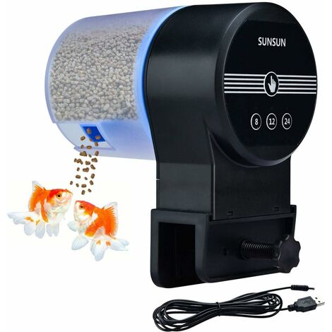 Aquarium Distributeur Automatique pour Poisson - 200ml Réglable  Multifonctionnel Fish Guppy Distributeur de Nourriture Mangeoire Accessoire  avec Ecran LCD pour Les Vacances Noir : : Animalerie