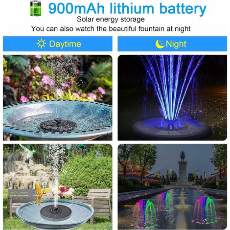 Accessoires d'étang de fontaine 18cm fontaine solaire led fontaine d'eau  solaire avec lumières led pour extérieur l