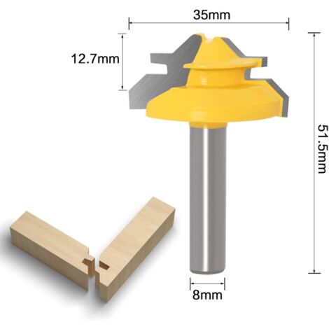 Fraise à Rainurer à 45 Degrés (Tige de 8mm) - Outil de Routeur à Verrouillage Mitre