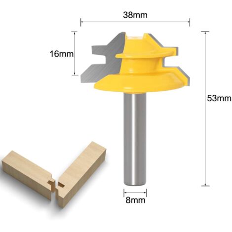 Fraise à Rainurer à 45 Degrés (Tige de 8mm) - Outil de Routeur à Verrouillage Mitre