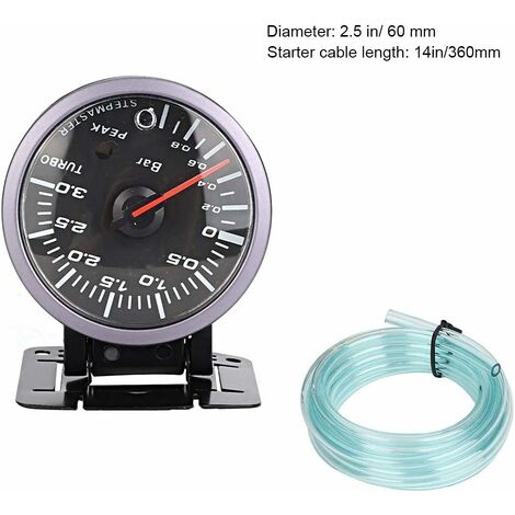 Turbo Boost Gauge 2.5" 60mm - Modification LED Turbo Boost Gauge Mètre pour Véhicules Modifiés