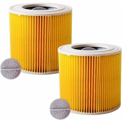 Vhbw Lot de 5x filtres à cartouche compatible avec Kärcher WD3P Extension  Kit, WD 3 Premium aspirateur à sec ou humide - Filtre plissé, jaune