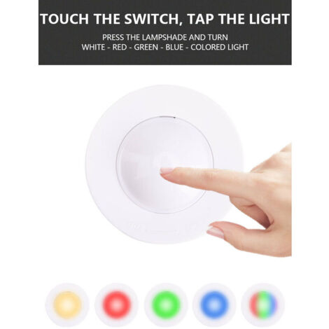 Spot LED à Pile RGB Sans Fil, 4 Pièces Lampe Placard avce