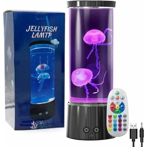 Lampe méduse aquarium à lave - Veilleuse méduse à LED avec 16 couleurs,  télécommande, cadeau d'anniversaire