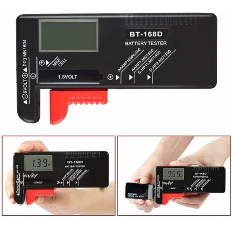 Testeur de Piles Universel Numérique pour AA, AAA, C, D, PP3, 9V, 1.5V - Fonctionne sans Pile