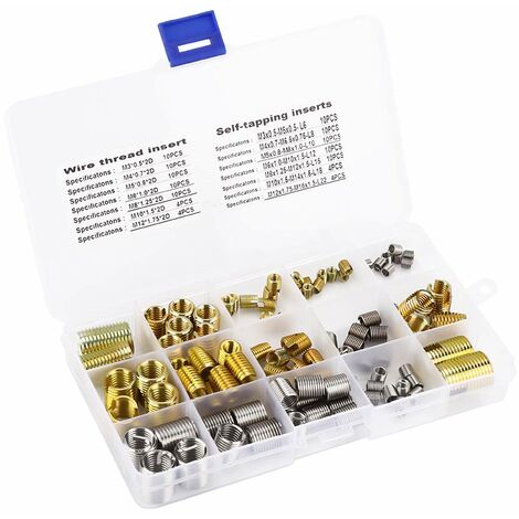 Kit De 116 Pièces D'Inserts Filetés En Acier Inoxydable 304 - Helicoil Et Auto-Taraudeurs, 7 Tailles