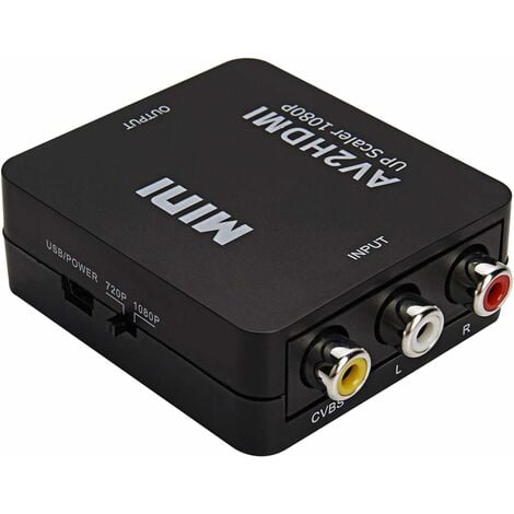 Adaptateur RCA vers HDMI, Convertisseur vidéo Mini AV vers HDMI 1080P,  Prise en Charge 3RCA Composite