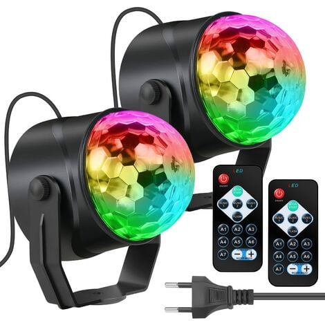 Lumière de scène Disco rotative à LED, boule de DJ, stroboscope, commande  de son à distance