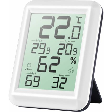 Thermomètre Hygromètre magnétique à écran LCD - Jaune - Otio