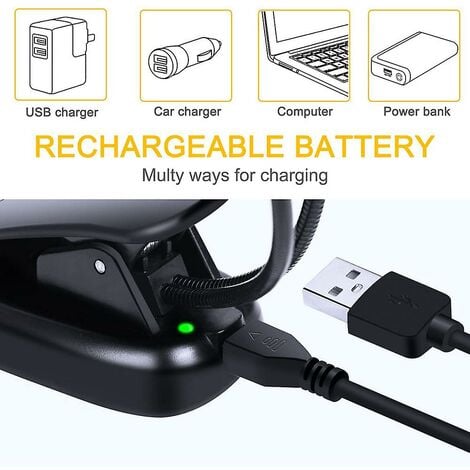 Lampe de lecture rechargeable à 14 leds, lampe de pupitre, 3 luminosités