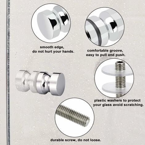 Poignées de Porte de Douche en Acier Inoxydable - Pour Portes en Verre (Lot de 2)