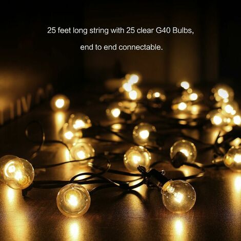 Svater Guirlande Lumineuse Exterieure, 30M G40 Guirlande Guinguette  Extérieur avec 50 Plastique LED Ampoules Etanche IP45, Blanc Chaud Chaîne  Lumiere Exterieur pour Jardin Patio Fête Mariage Noël : :  Luminaires et Éclairage