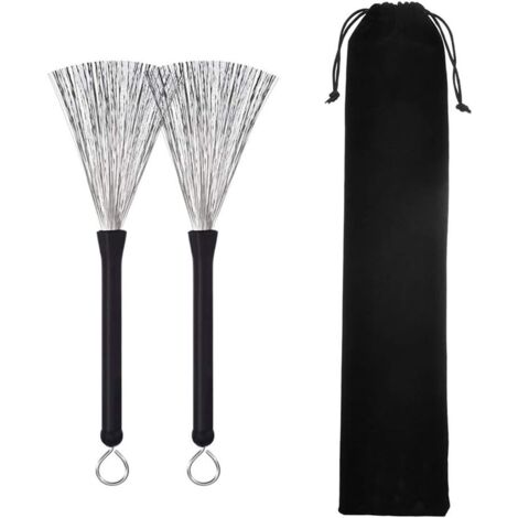 Paire De Balais à Percussion Rétractables - Brosses Pour Batterie Jazz Avec Sac De Rangement