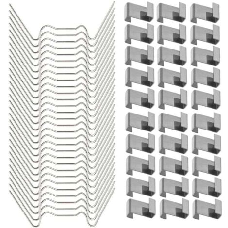 BHAHAI Lot De 50 Clips Z En Acier Inoxydable Pour Verre De Serre, Clips De Fixation En Forme De Z Pour Serre, Vitrage, Serre, Verre