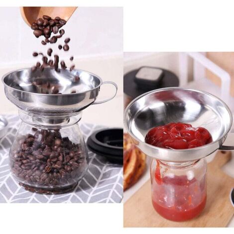 Ensemble De 3 Entonnoirs En Acier Inoxydable – Grand, Moyen, Petit + Tamis – Pour Confitures, Conserves, Huiles, Bouteilles