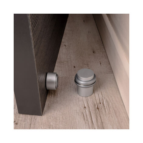 Ouvre&Déco – Butée de porte aimantée cylindrique en aluminium anodisé argent – Fixation murale – Pour espaces confinés – Hauteur 42mm, diamètre 41mm
