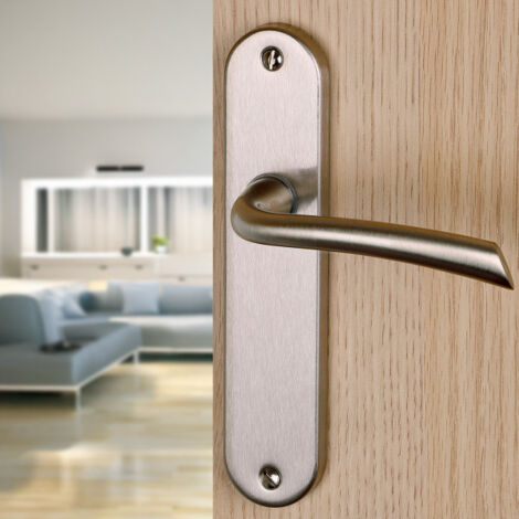 Ouvre&Déco – 2 poignées de porte RHAPSODIE sans trou, zamak nickel mat entraxe 165 mm