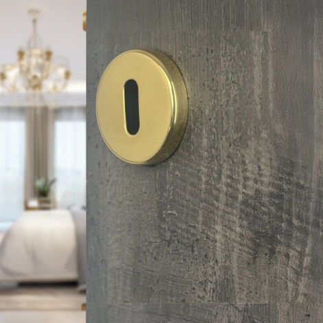 Ouvre&Déco – 2 rosaces de porte d'intérieur Clé L pour Chambre Laiton poli (1/5)