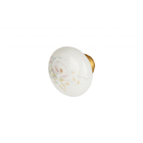 Ouvre&Déco – Bouton de porte intérieure rond en porcelaine blanche poli – Entraxe 7mm – Dimensions 55x45mm – Pour portes élégantes
