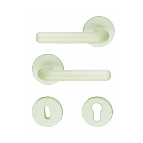 Ouvre&Déco – Poignée de porte FLORIDE – Lot de 2 – Nylon blanc – Multifonction avec bec de cane et clés L/I – Rosace 55mm