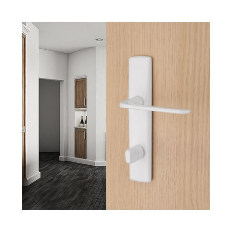 Ouvre&Deco – Poignée de porte d'entrée à cylindre – 2 poignées TOM avec verrou condamnation – Zamak blanc – Entraxe 165 mm (1/3)