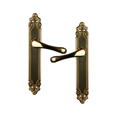 Ouvre&Déco – Poignée de porte intérieure laiton poli/satiné – Plaque ronde 40x250mm – Entraxe 195mm – Bec de cane sans serrure