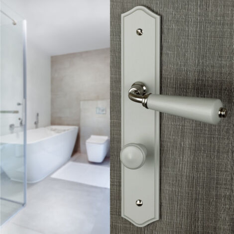 Ouvre&Déco – Poignées de porte d'intérieur HONFLEUR – Bois gris clair – Entraxe 195 mm – Installation facile sur portes intérieures