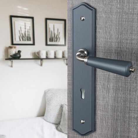 Ouvre&Déco - 2 poignées de porte HONFLEUR Cle, Bois gris anthracite entraxe 195 mm