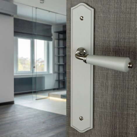 Ouvre&Déco – Poignées de porte d'intérieur HONFLEUR – Bois gris clair – Entraxe 195 mm – Design cylindrique ergonomique – Zamak durable