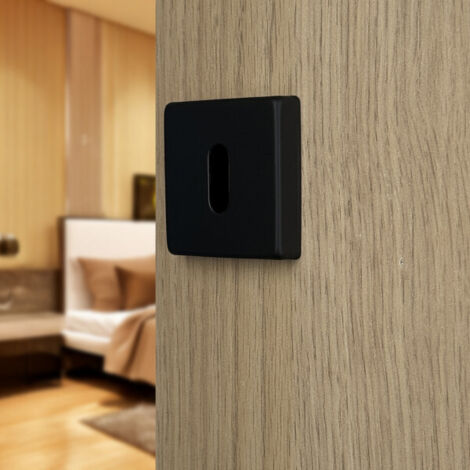 Ouvre&Déco – 2 rosaces de poignée de porte carrées MIRA entrée de clé, Aluminium noir mat