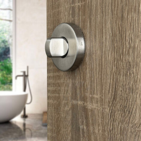 Ouvre&Déco – 2 rosaces de poignée de porte rondes Linéa verrou condamnation, Inox 304 mat