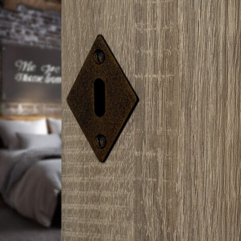 Ouvre&Déco – 2 rosaces de poignée de porte losanges Ellix entrée de clé, Fer aspect rouille